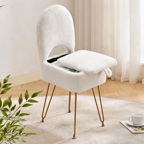 White vanity chair - white, with