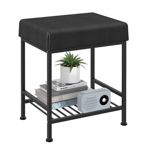 Black vanity stool storage - black,