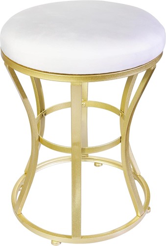 White velvet vanity stool - velvet,