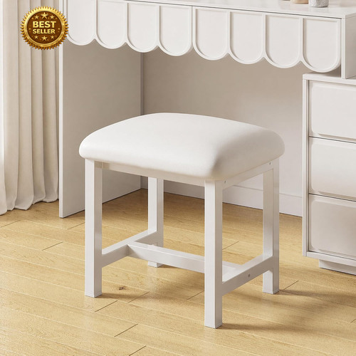 White vanity stool - vanity, stool,