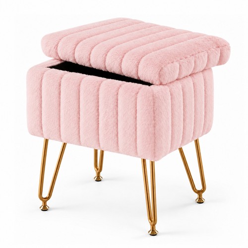 Faux fur vanity stool - stool, storage